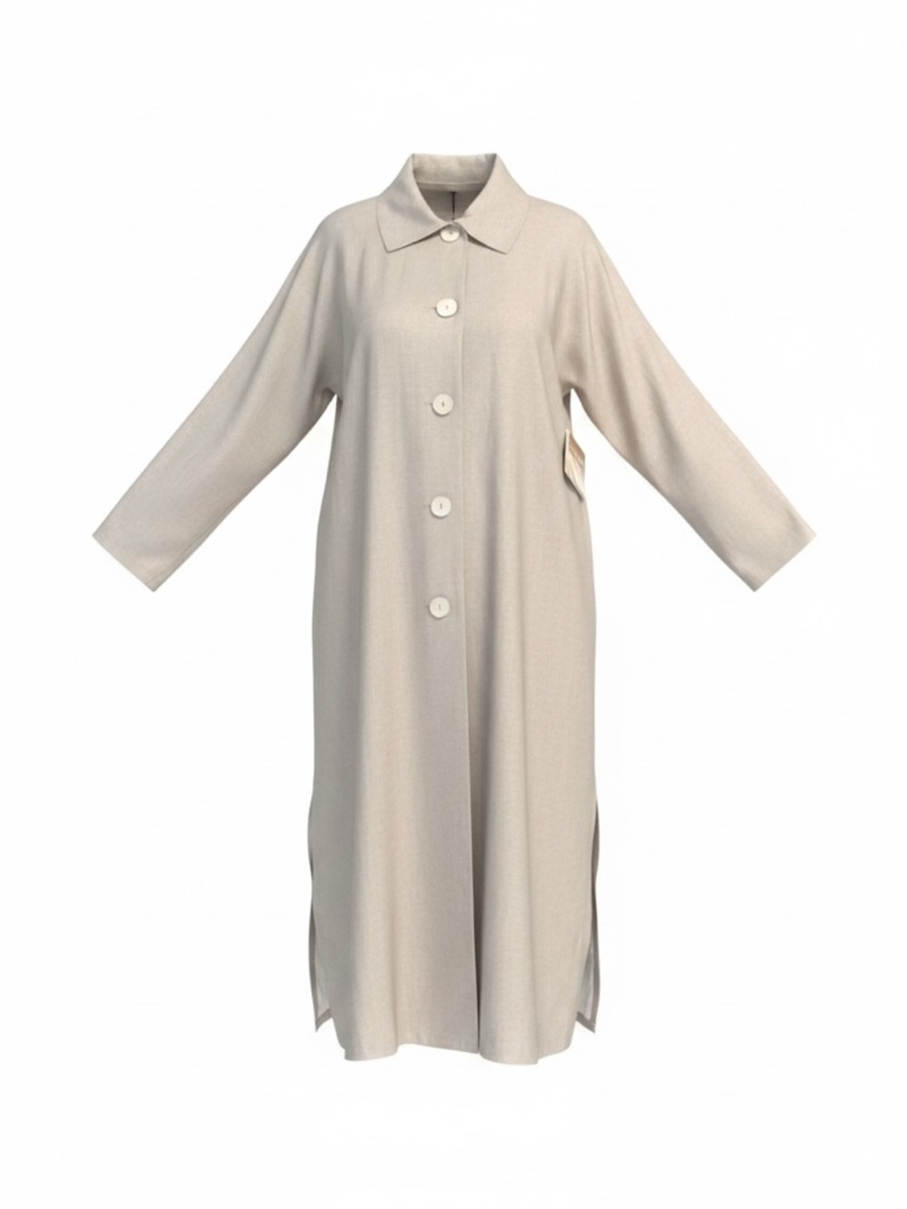 Maralyce Ferree Linen Coat Long Duster Cream Jacket Minimalist Trench Small - Picture 2 of 16